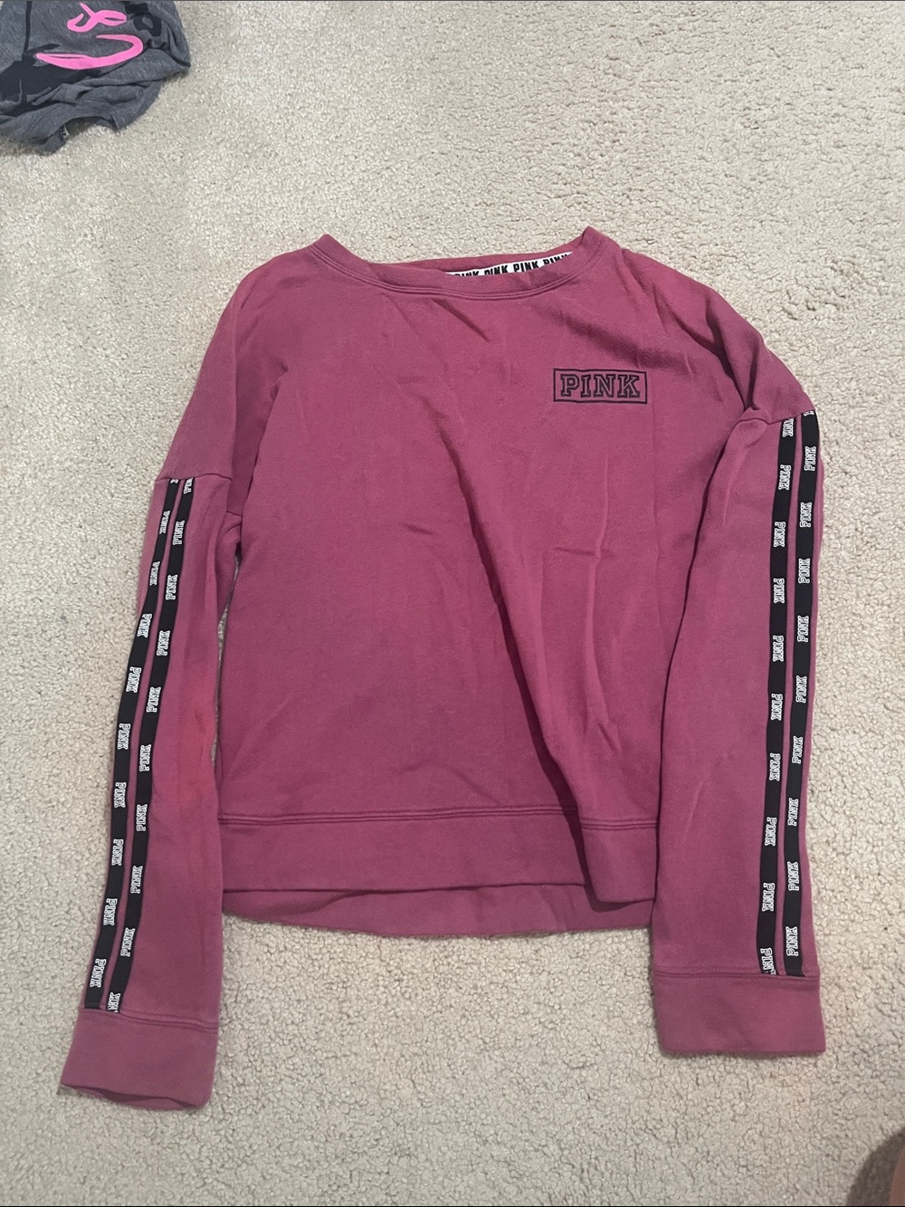 Victoria's Secret PINK Rose-Mauve Crewneck Sweatshirt with Logo Tape